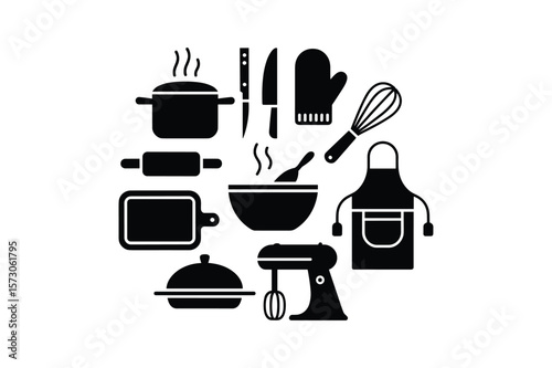 Kitchen Utensils Silhouette Collection cooking steam