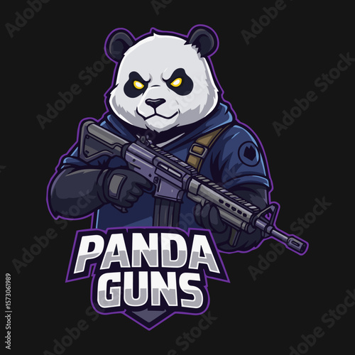 Panda Mascot Logo with Relaxed Pose and Gentle Smile in Clean Vector Format