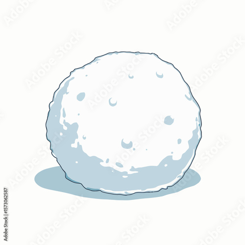Snowball on white background with subtle shadows  