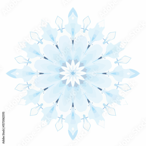 Abstract snowflake design in blue and white colors  
