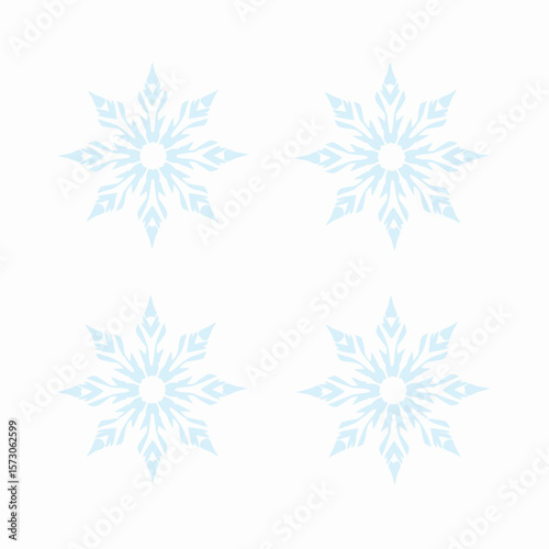 Blue decorative snowflakes in minimalist flat design layout  