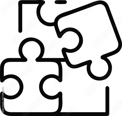 Outline icon of a puzzle piece symbolizing connection integration and problem solving