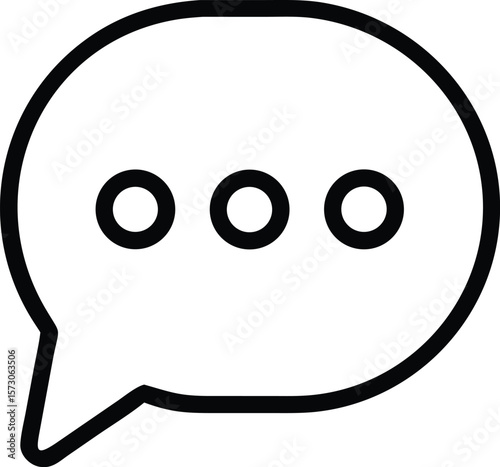 Outline speech bubble icon with three dots for communication and messaging