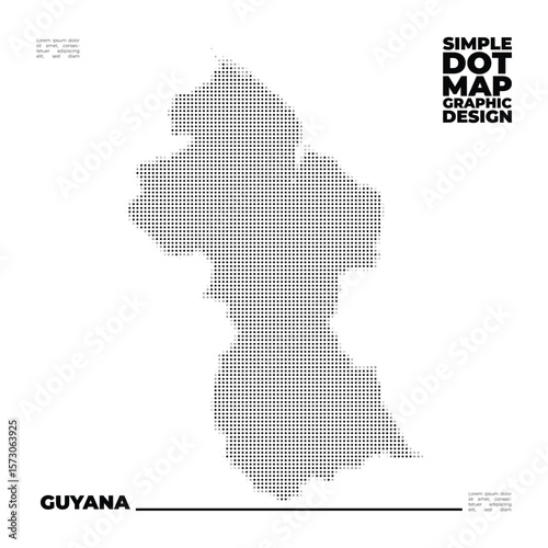 Minimalist dot map design of Guyana for infographic and education use