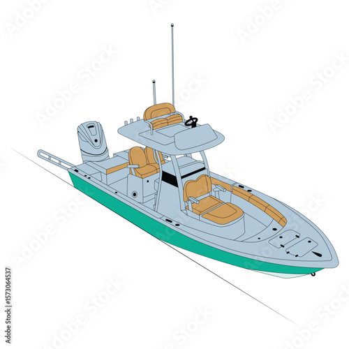 Vector Boat Line Art Illustration