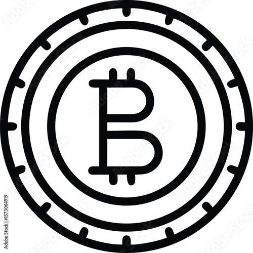 Simple outline icon of a bitcoin coin minimalist digital currency symbol
