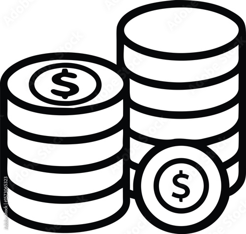 Simple outline icon of stacked coins representing financial growth and savings