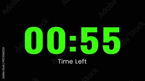 1 minute countdown timer Minimalist Countdown - Clean 60-Second Timer green number