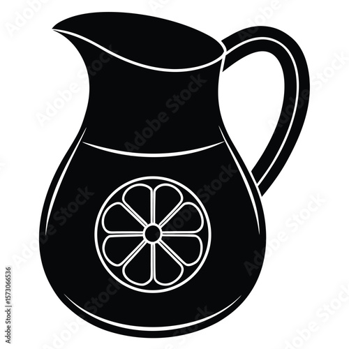 Isolated black pitcher displays a lemon design, creating a refreshing and minimalist icon