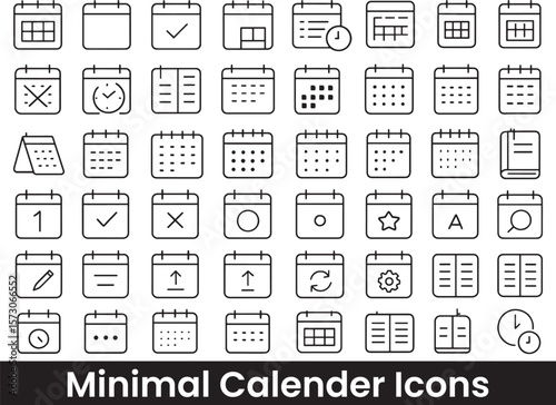 Collection of Date, Planner, and Appointment Outline Icons