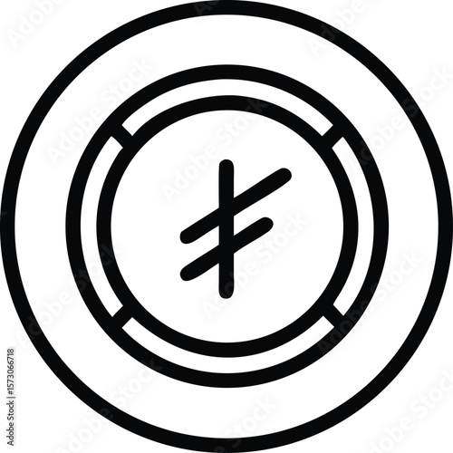 Clean outline of a digital token symbol enclosed within a circular border