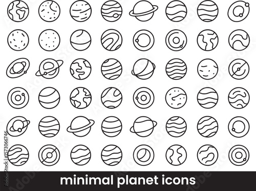 Collection of Astronomy, Space, and Planet Outline Icons