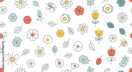 Wallpaper Mural Charming vintage floral patterns featuring delicate blooms and botanical elements for a whimsical garden aesthetic Torontodigital.ca