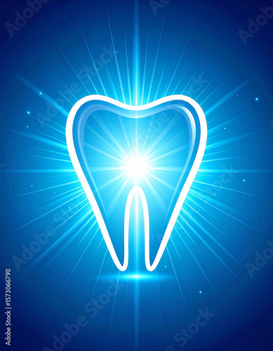 A stylized abstract dental arch glowing with internal light, representing perfect alignment and oral health.