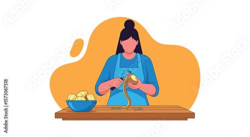 A person peeling potatoes preparing food for a delicious meal in the kitchen
