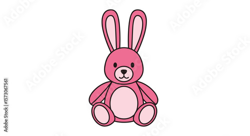 Charming pink bunny plush toy sitting adorable soft cuddly stuffed animal playtime companion sweet festive gift for children