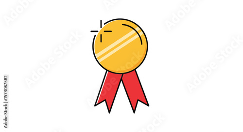 Celebrate achievements with a gold medal emblem featuring red ribbons a symbol of victory and success