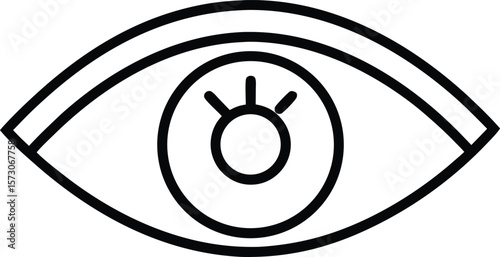 eye icon vector line art on transparent background