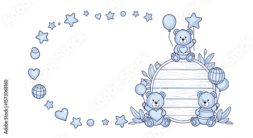 Adorable baby shower invitation featuring cute blue teddy bears and star decorations perfect for announcing your little one's arrival and celebrating new beginnings