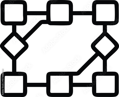 Abstract interconnected digital network nodes forming a blockchain chain graphic