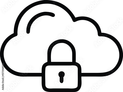 Secure cloud icon with a lock symbol for data protection and privacy