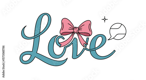 Express your heartfelt emotions with this charming decorative bow and artistic script that spells out love beautifully