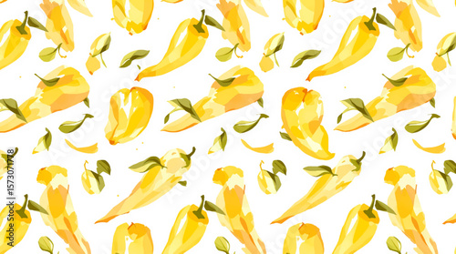Watercolor pattern pepper on white background vector	