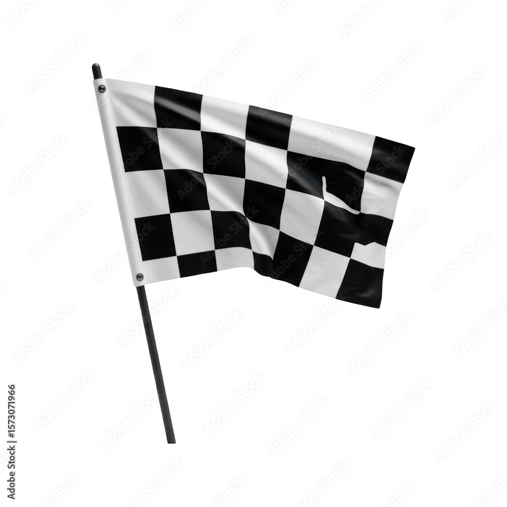 Fototapeta premium A Classic Checkered Racing Flag Flying Proudly on a Pole Signifying Victory and the End of a Thrilling Competition