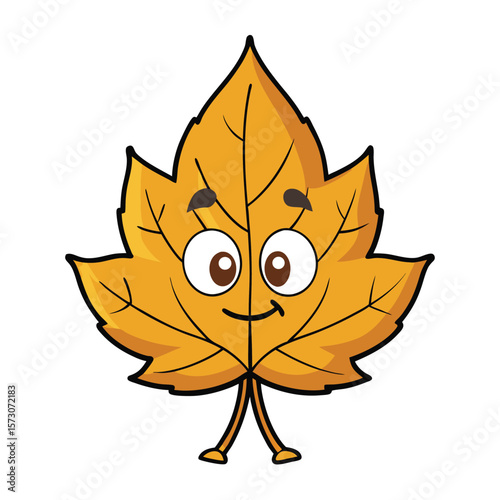 Cute Autumn Maple Leaf Cartoon Character Illustration