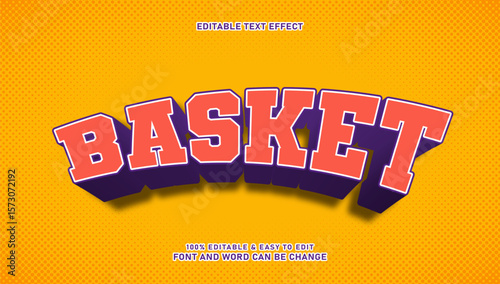 Basketball text effect with editable 3d style