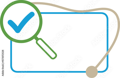 Search validation check mark icon vector illustration concept for quality control and approval process