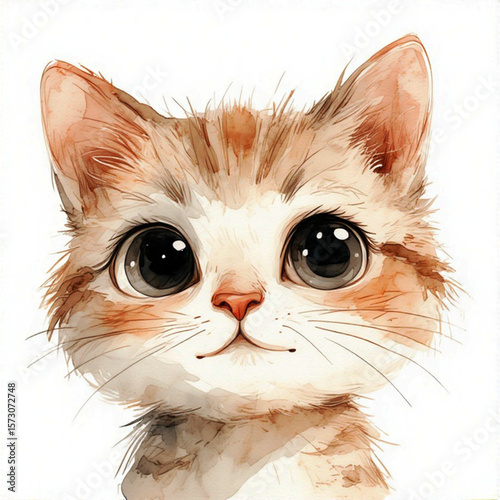 Cartoon illustration of a cute young cat