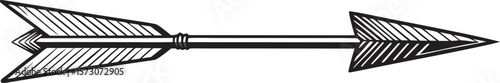 Vintage style arrow with fletching and point isolated on a white background, isolated on a transparent background