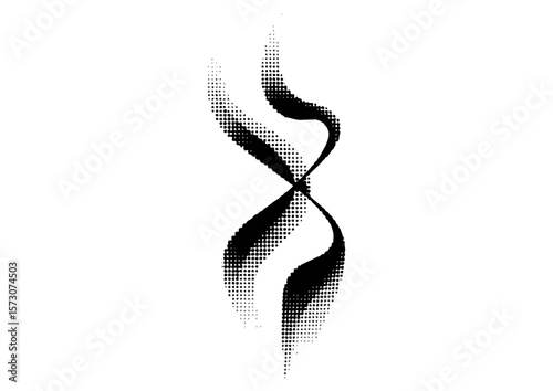Abstract black and white twisting design with dotted texture