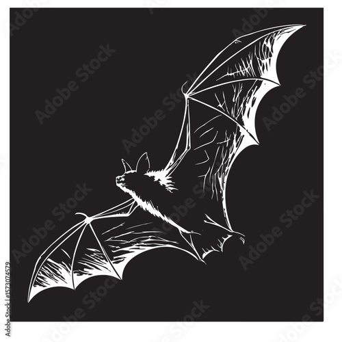 Black silhouette flying bat Halloween vector image