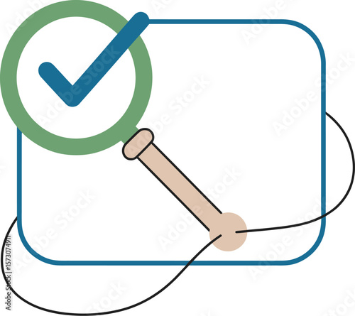Search checkmark icon vector illustration for verification and validation symbol in business and design