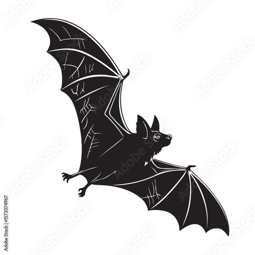 Black silhouette flying bat Halloween vector image