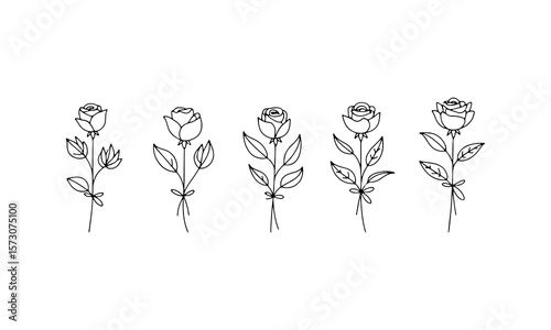 Flower in Line Art. Minimalistic flower illustration with smoothly growing stem done in single line styles suitable for wall art, packaging and nature themed images.