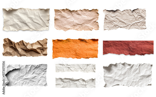 A collection of crumpled paper. mockup, PNG