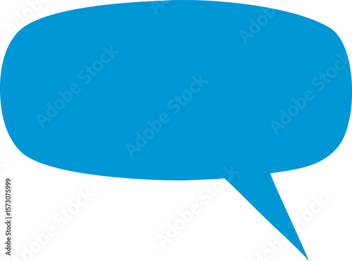 A single blue speech bubble graphic isolated on a white background, isolated ona  transparent background