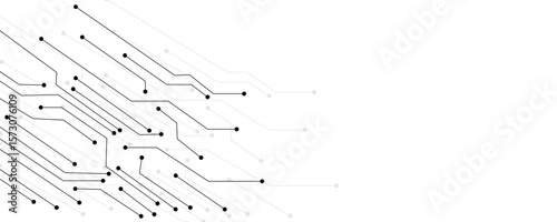 Vector Technology connected white lines and dots with electronics elements on tech bg. Digital technology futuristic internet network speed connection white background