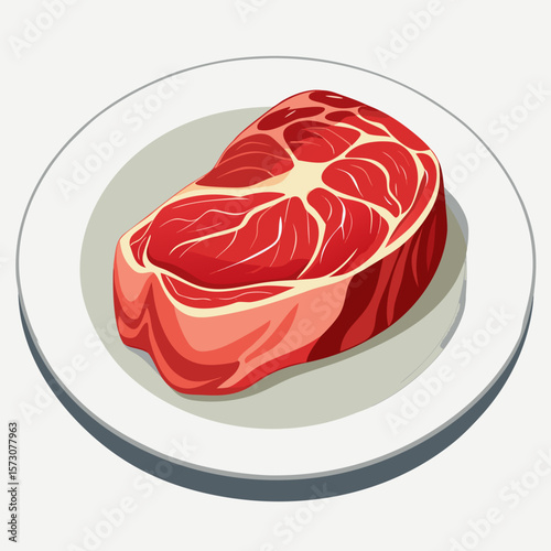 Raw Beef Steak on a White Plate Ready for Cooking