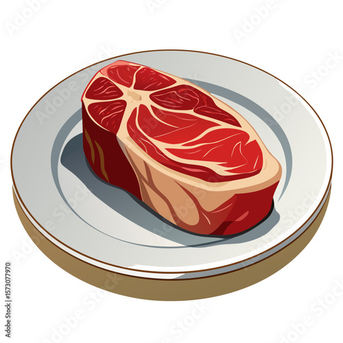 Raw Beef Steak on Plate Ready for Cooking