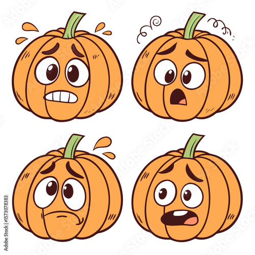Cute Halloween pumpkin cartoon with silly face – playful vector illustration for festive fall fun