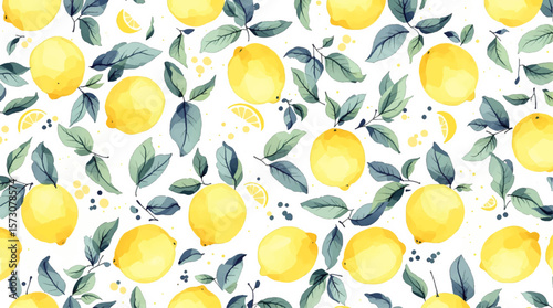 Hand drawn watercolor lemon Sicilian painting on white background. Fruit vector illustration. Pattern watercolor fruit.	