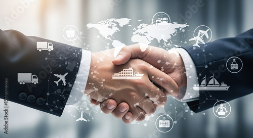 Global Logistics Supply Chain Partnership Business Handshake