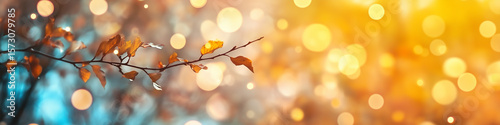 Blurred out fall seasonal abstract nature banner with copy space