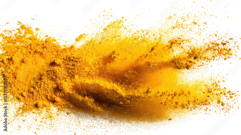 Obraz premium Vibrant Yellow Turmeric Powder Splash High Resolution on Transparent Background