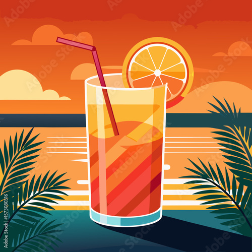 Sunset Beach Drink with Orange Slice
