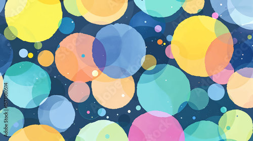 Simple watercolor geometric background. Colorful circles seamless pattern. Hand painted abstract illustration